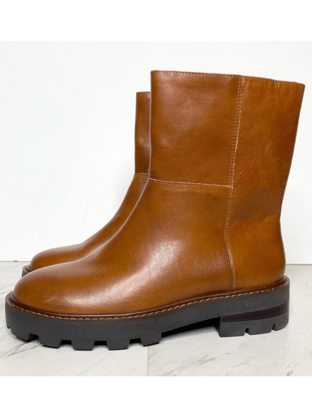 Vince Camuto Telvanni Brown Leather Lug Sole Boot 6 1/2 M